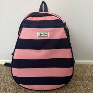 Pink and Navy Striped Ame and Lulu Game On Tennis Backpack